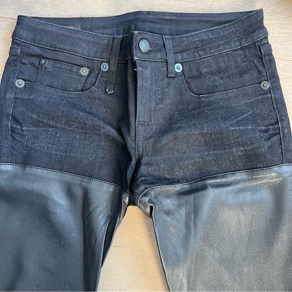 R13 leather & denim skinny jeans - Picture 4 of 6